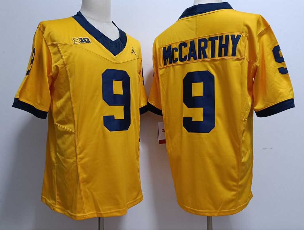 Mens Michigan Wolverines #9 J.J. McCarthy 2023 F.U.S.E. Yellow Stitched Jersey->->NCAA Jersey